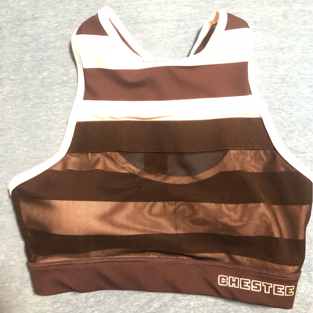 Black and white Chestee workout bra